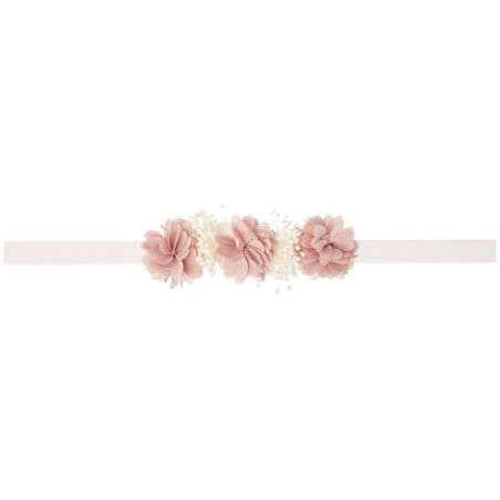 bandeau bébé fille à fleur vieux rose