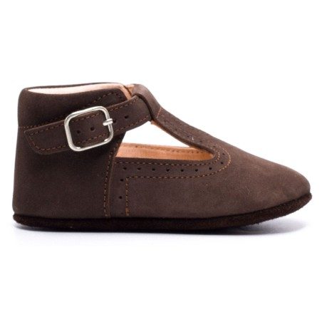 Boni Johan II - chausson bébé cuir - nubuck marron